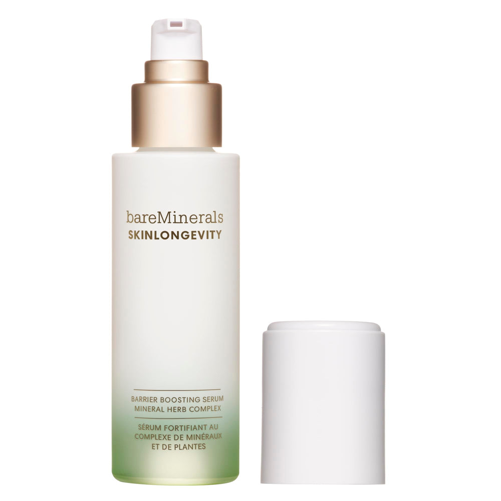 bareMinerals SKINLONGEVITY front bottle showing label and lightweight benefit