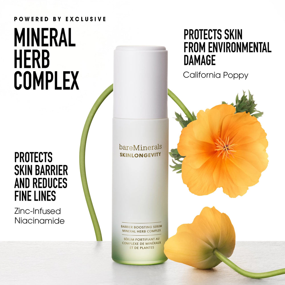 bareMinerals serum on hand illustrating lightweight feel and coverage