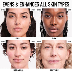 bareMinerals swatch on hand showing AB Birch shade and even, hydrated coverage benefit