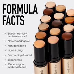bareMinerals stick placed next to skincare products showing routine-friendly benefit