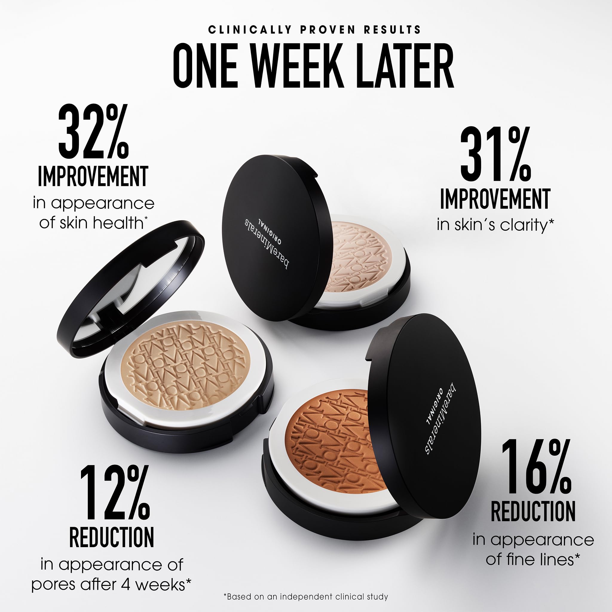 bareMinerals swatch on medium skin showing even tone and matte control benefit