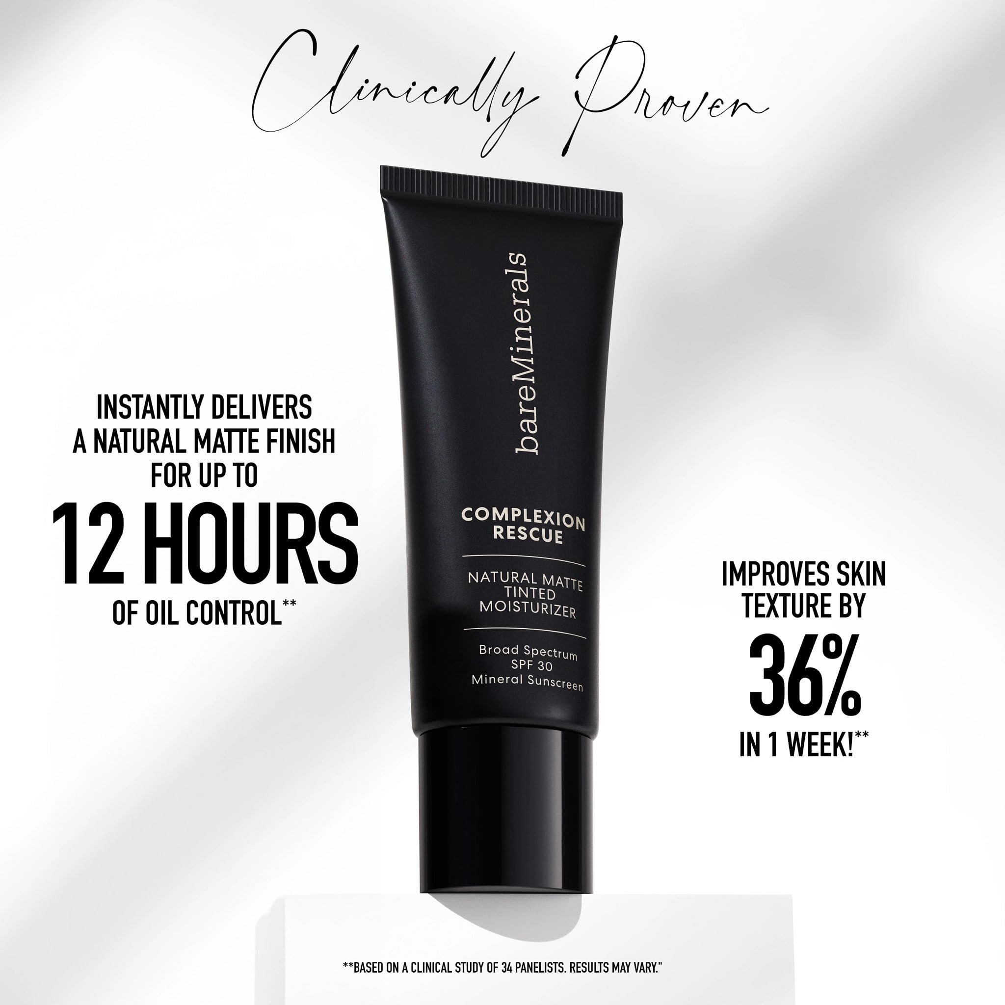 bareMinerals swiped on skin demonstrating blendability and natural matte coverage