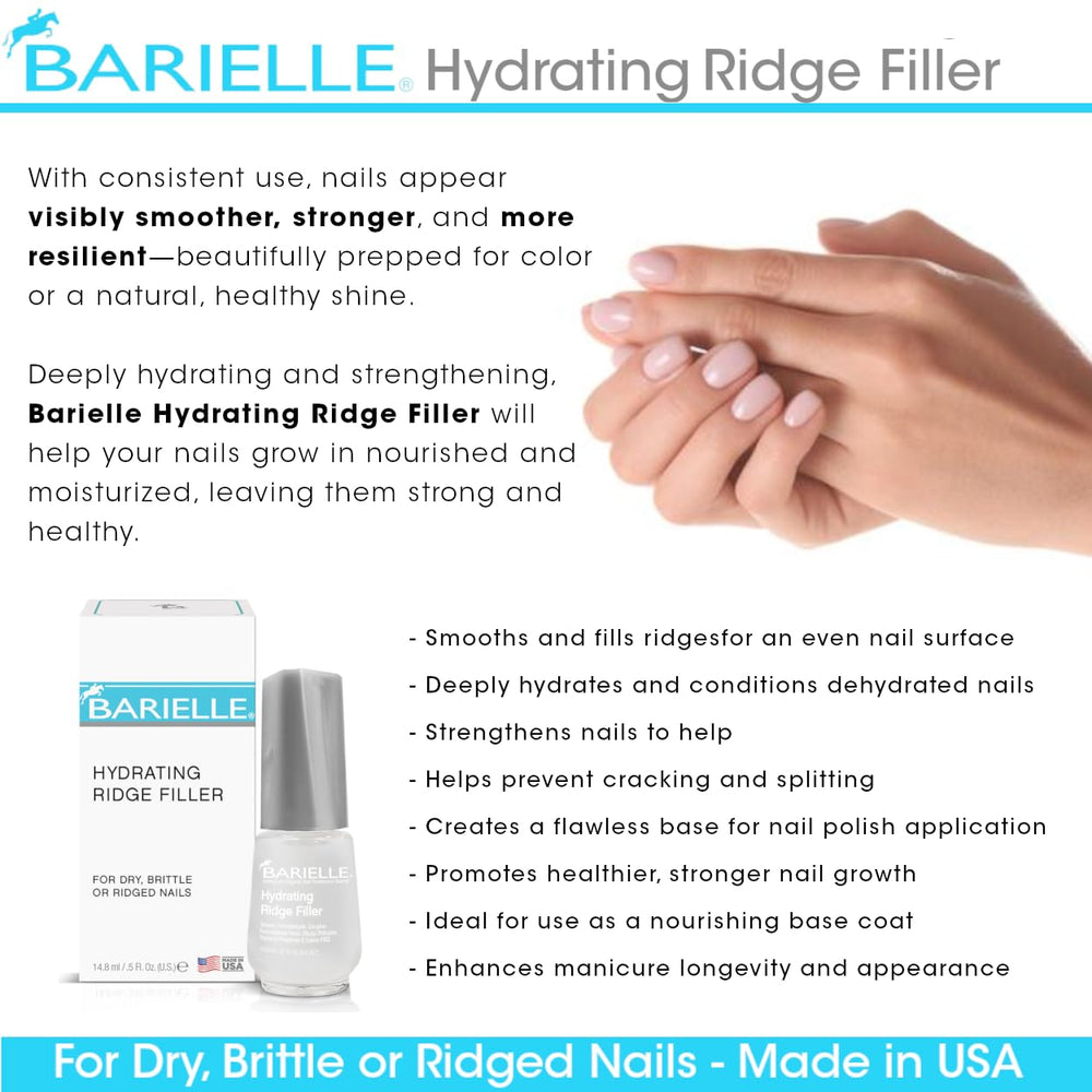 BARIELLE application on a fingernail in hand, shows visible smoothing before polish