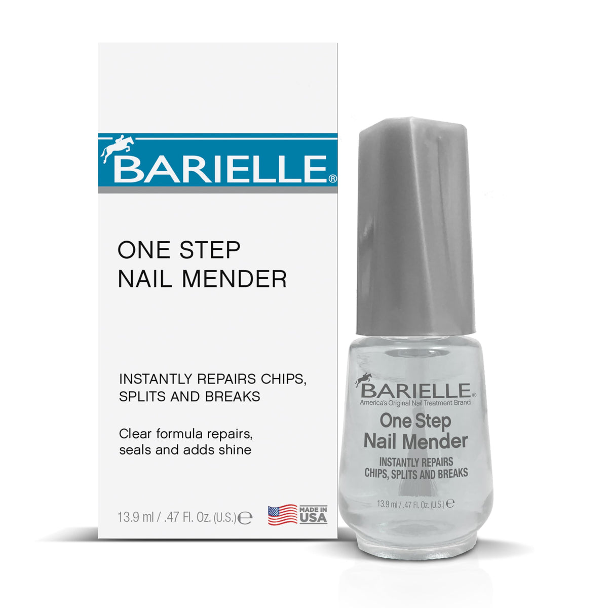 BARIELLE bottle front packaging showing clear nail repair for quick fixes