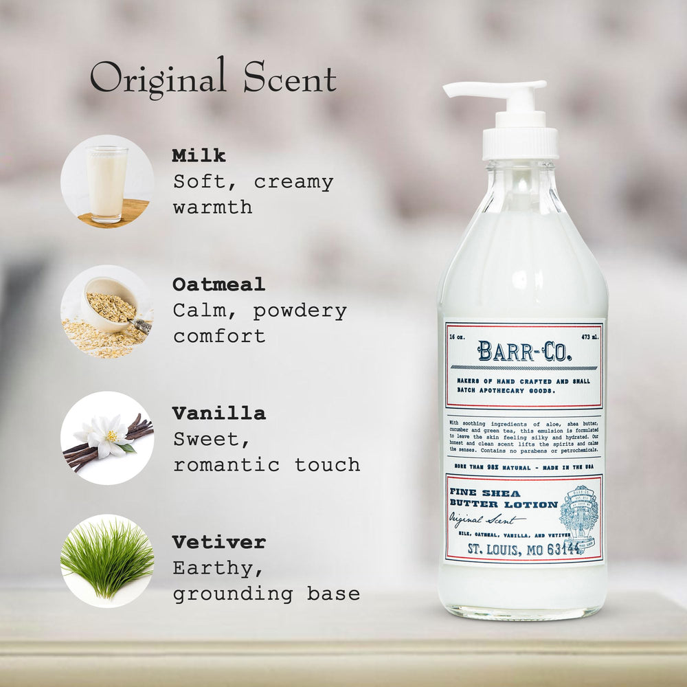 BARR-CO oat vanilla vetiver ingredient trio staged to show natural scent sources