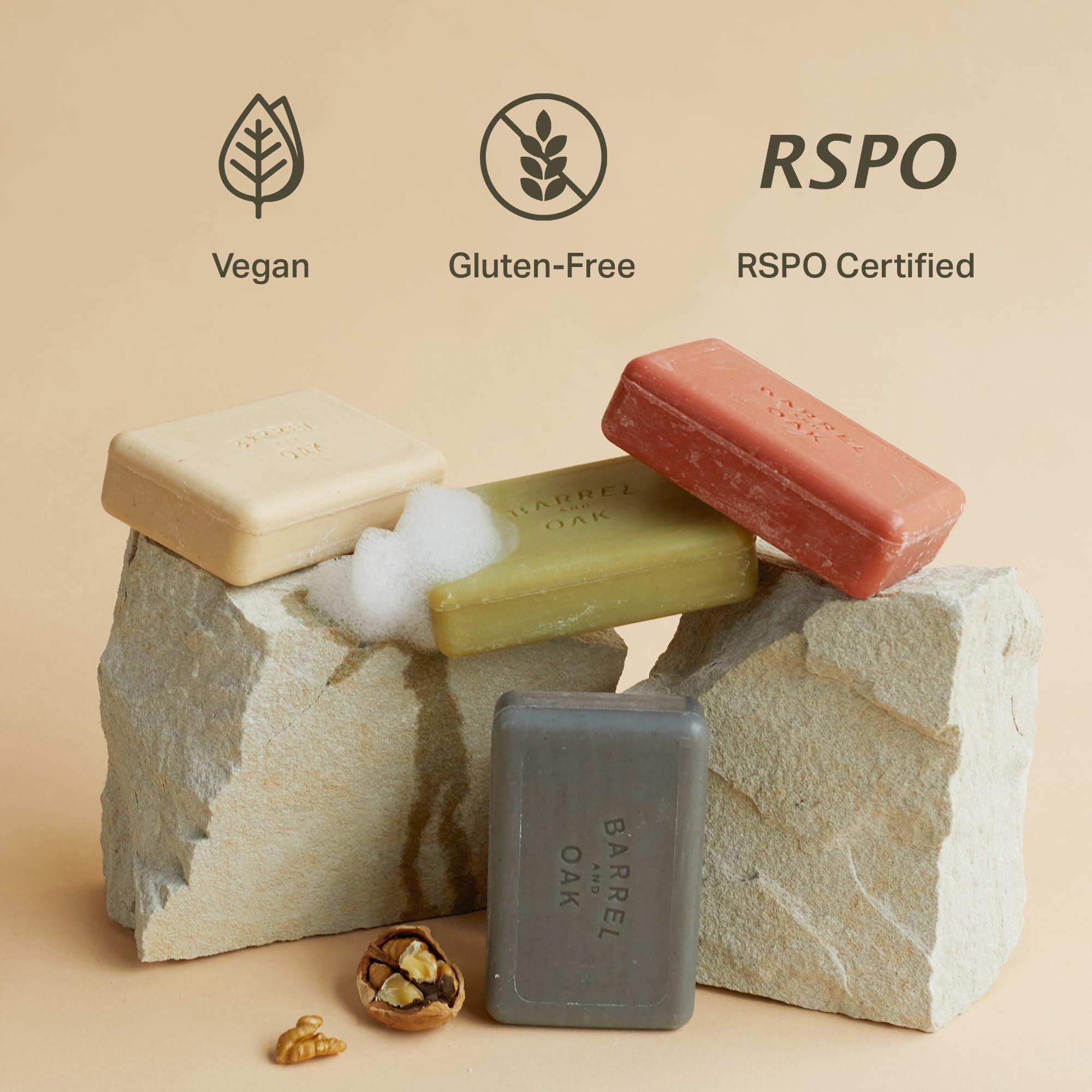 Barrel & Oak rich lather in shower demonstrating deep cleansing performance