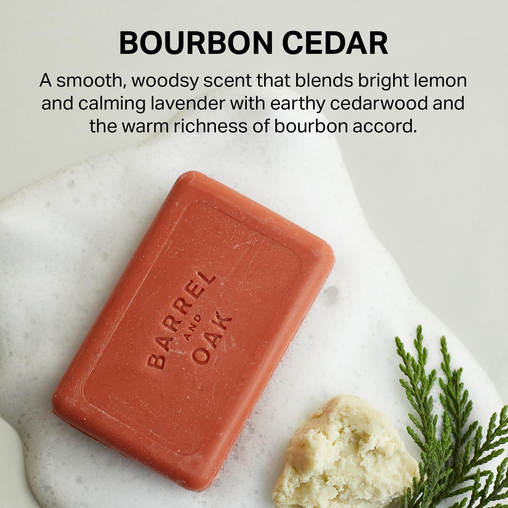 Barrel & Oak label highlighting ingredients and vegan SLS-free claim