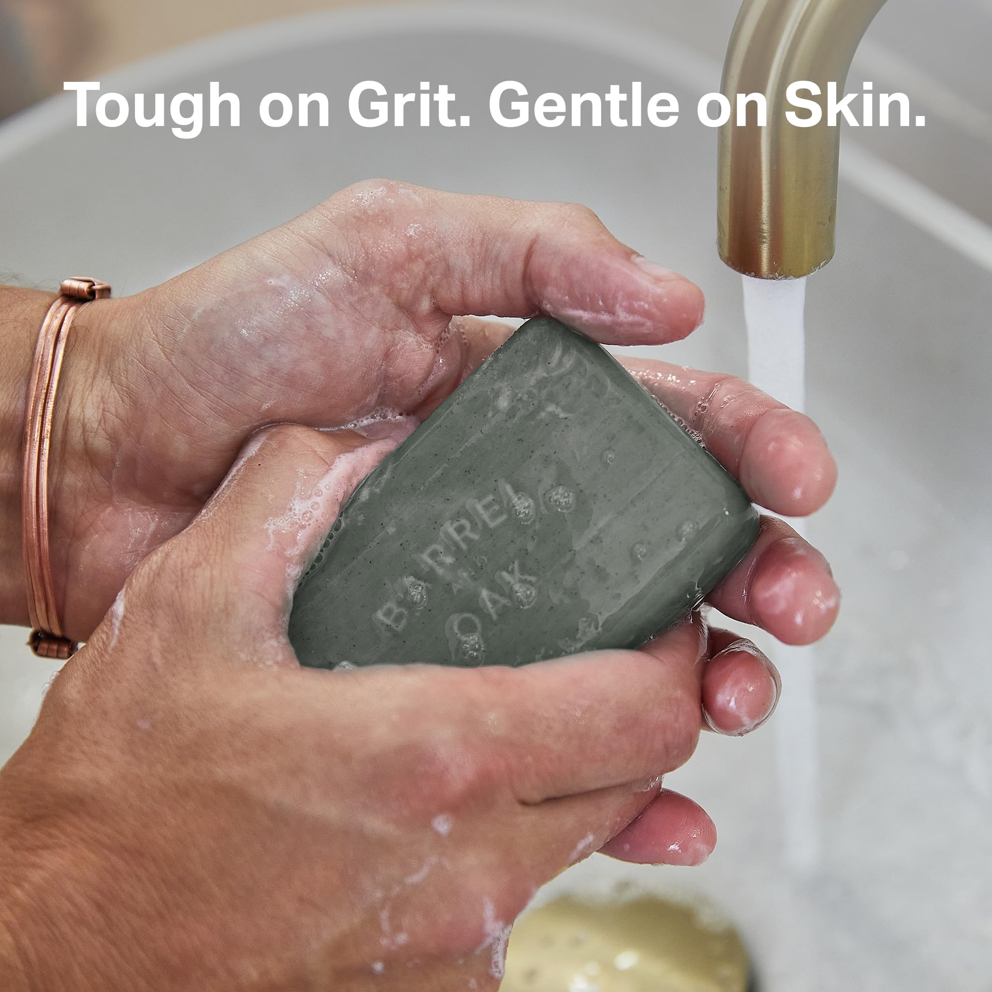 Barrel & Oak rich lather in hand demonstrating deep-cleaning action
