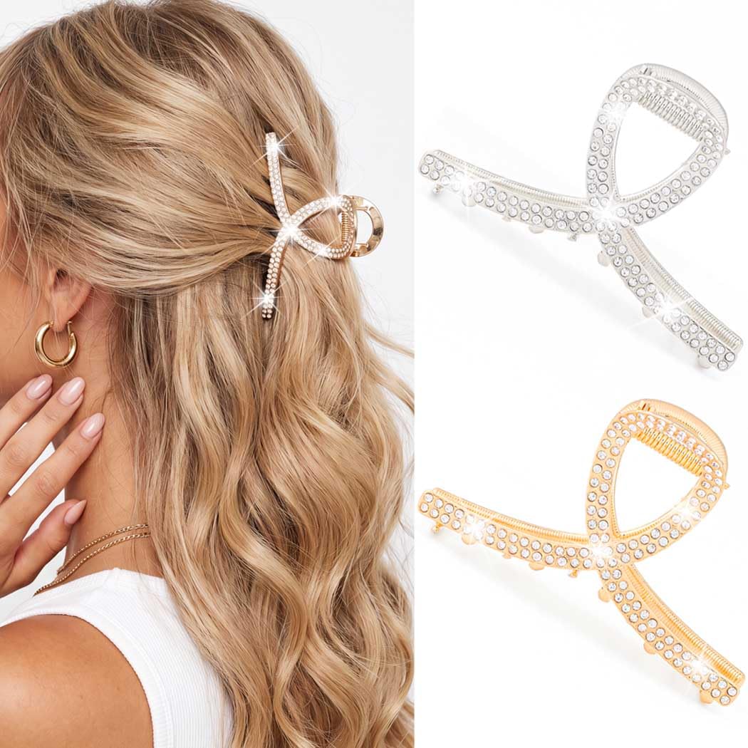 BARTOSI gold rhinestone clip front view showing polished finish and hold