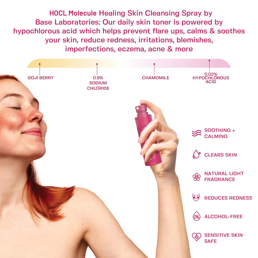 BASE LABORATORIES fine mist texture visible in air illustrating quick-dry benefit