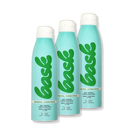 Bask front label on 5.5 oz bottle showing SPF 30 benefit