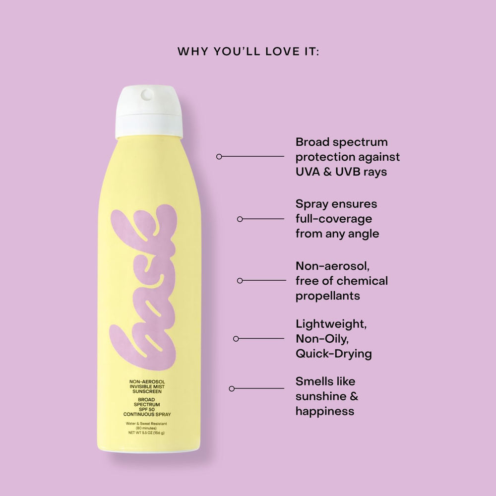 Bask fine invisible mist on skin demonstrating fast absorption