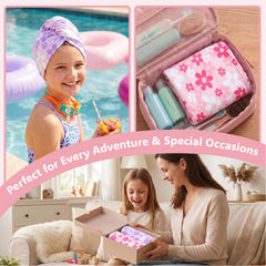 Child wearing Basumee turban comfortably while playing hands-free