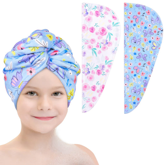 Basumee front view of two flower microfiber towels showing prints and colors, easy choice