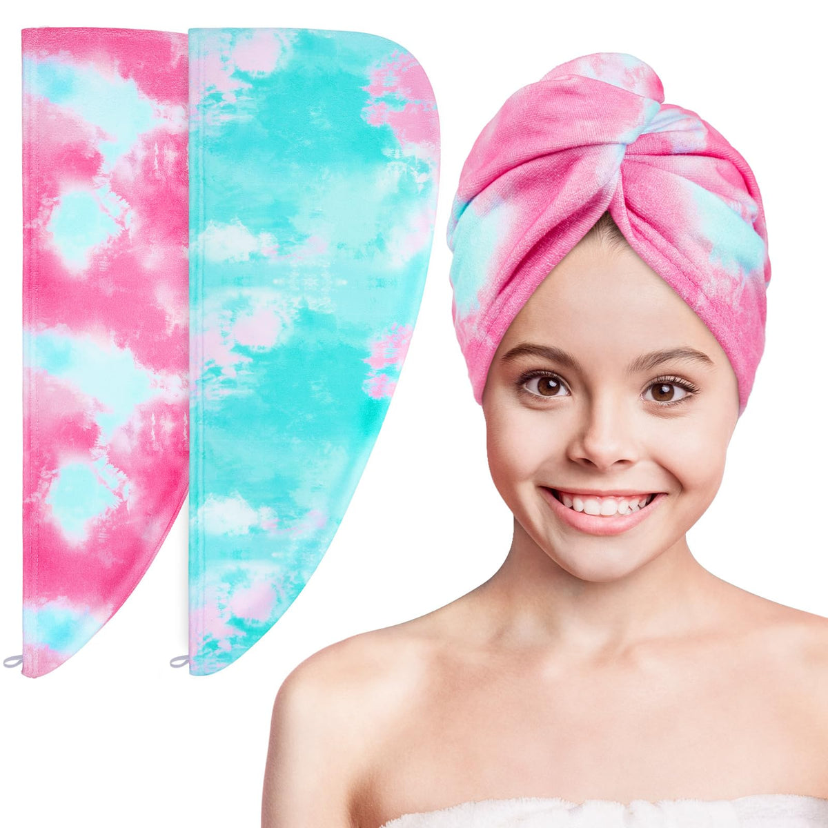 Basumee front packaging showing two colorful kids towels and playful prints