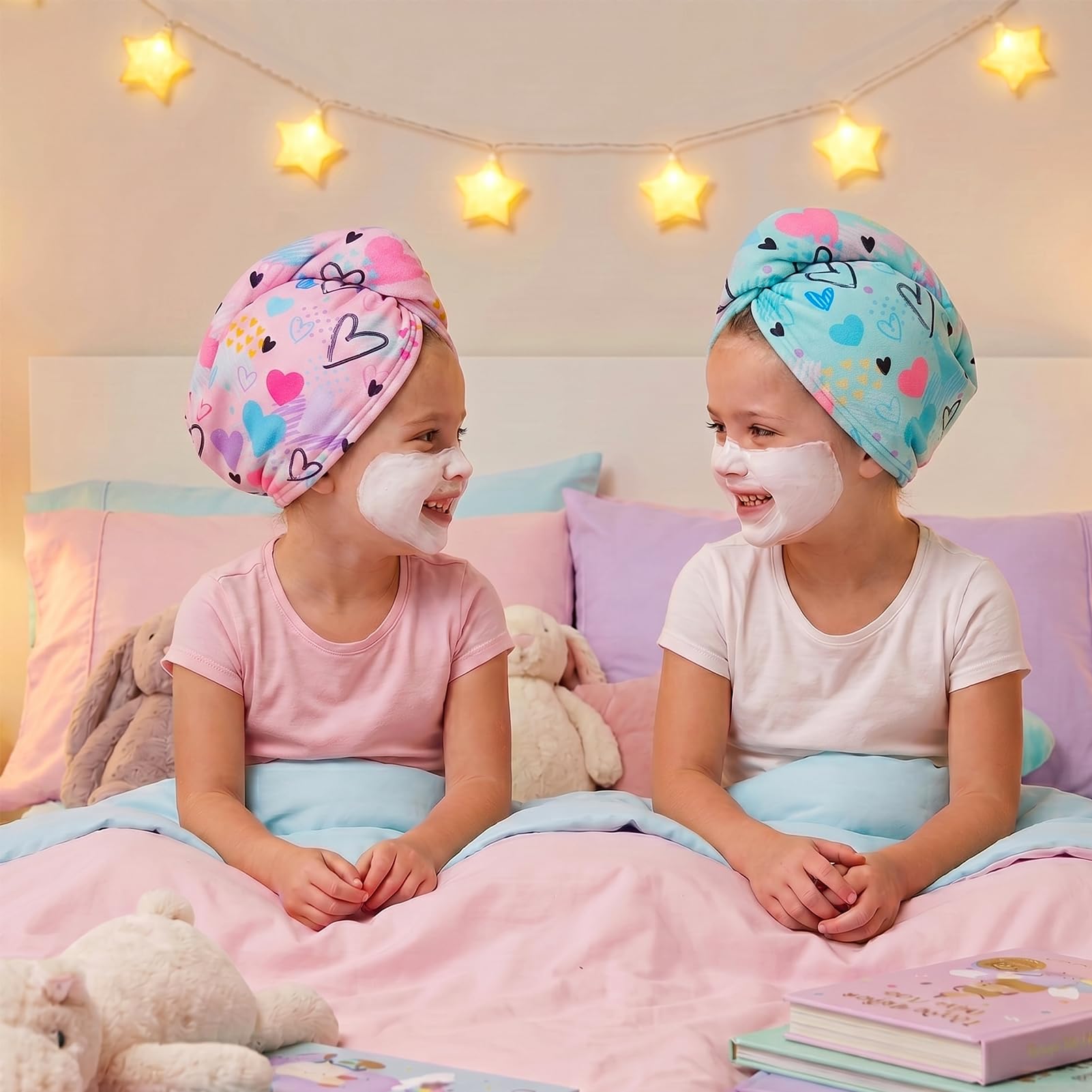 Basumee towel wrapped on child after bath demonstrating hands-free drying