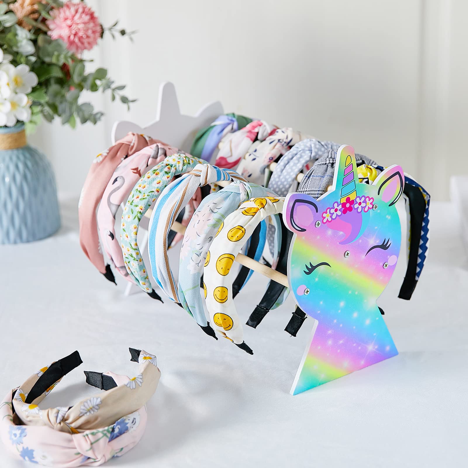 Basumee close-up of unicorn print highlighting colorful art and playful bedroom styling