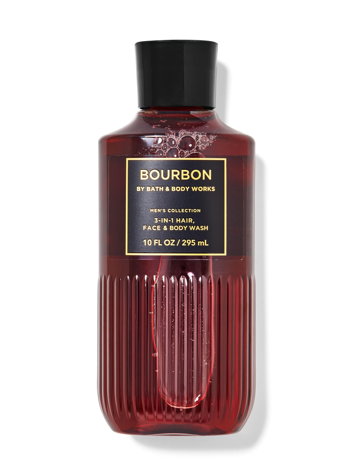 Bath & Body Works Bourbon full bottle front view showing label and scent benefit