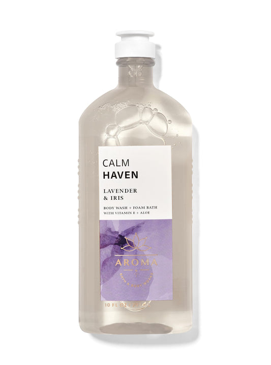 Bath & Body Works bottle front view showing calming lavender iris fragrance
