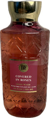Bath & Body Works front bottle view showing covered in roses label and travel-friendly size