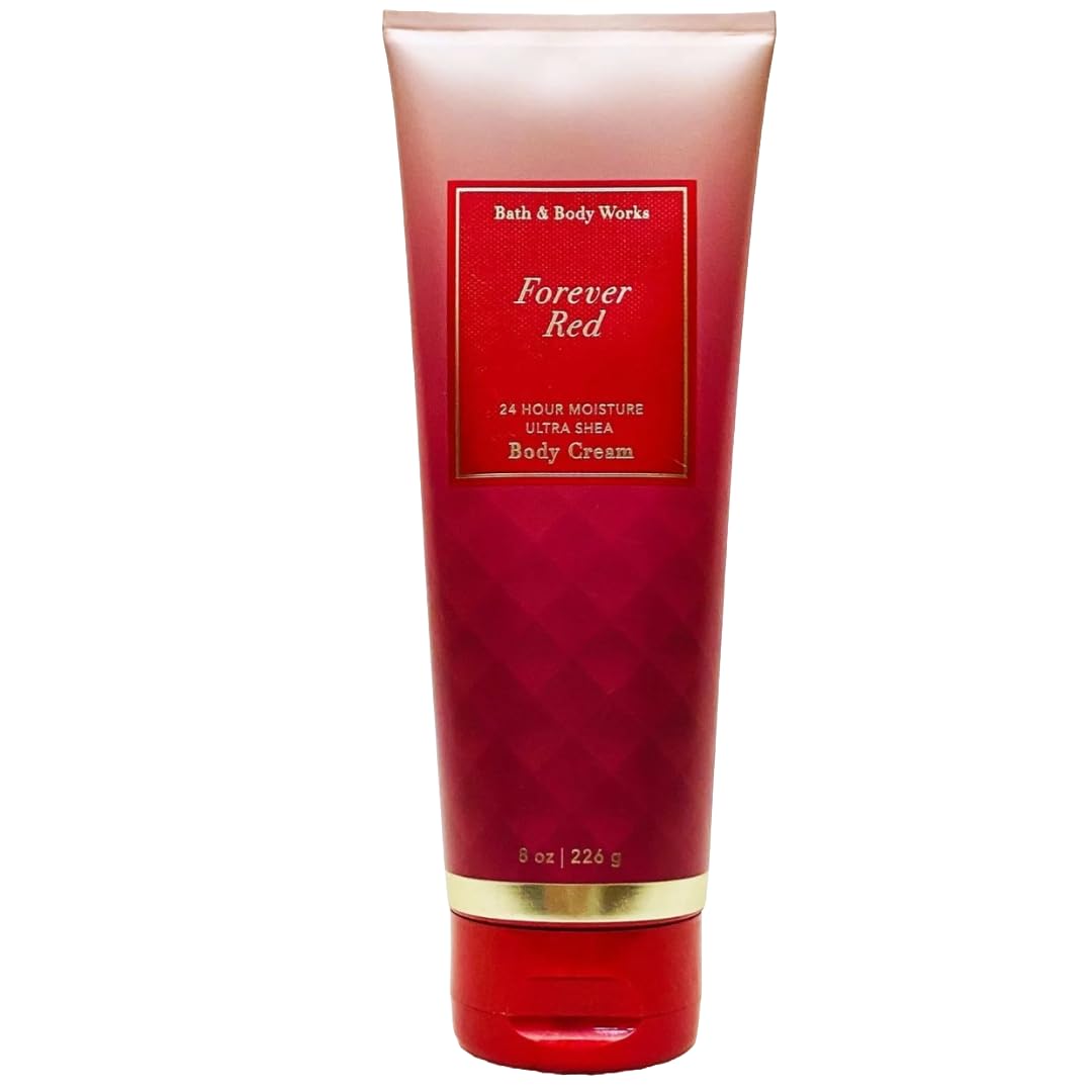 Bath & Body Works FOREVER RED open jar cream texture displaying smooth absorption
