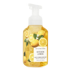 Bath & Body Works bottle front view showing Kitchen Lemon label and easy-pump benefit