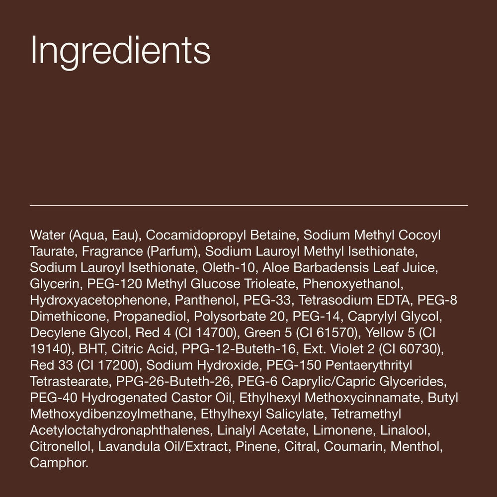 Bath & Body Works ingredients label highlighting pro-vitamin B5 and aloe benefits