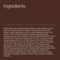 Bath & Body Works ingredients label highlighting pro-vitamin B5 and aloe benefits