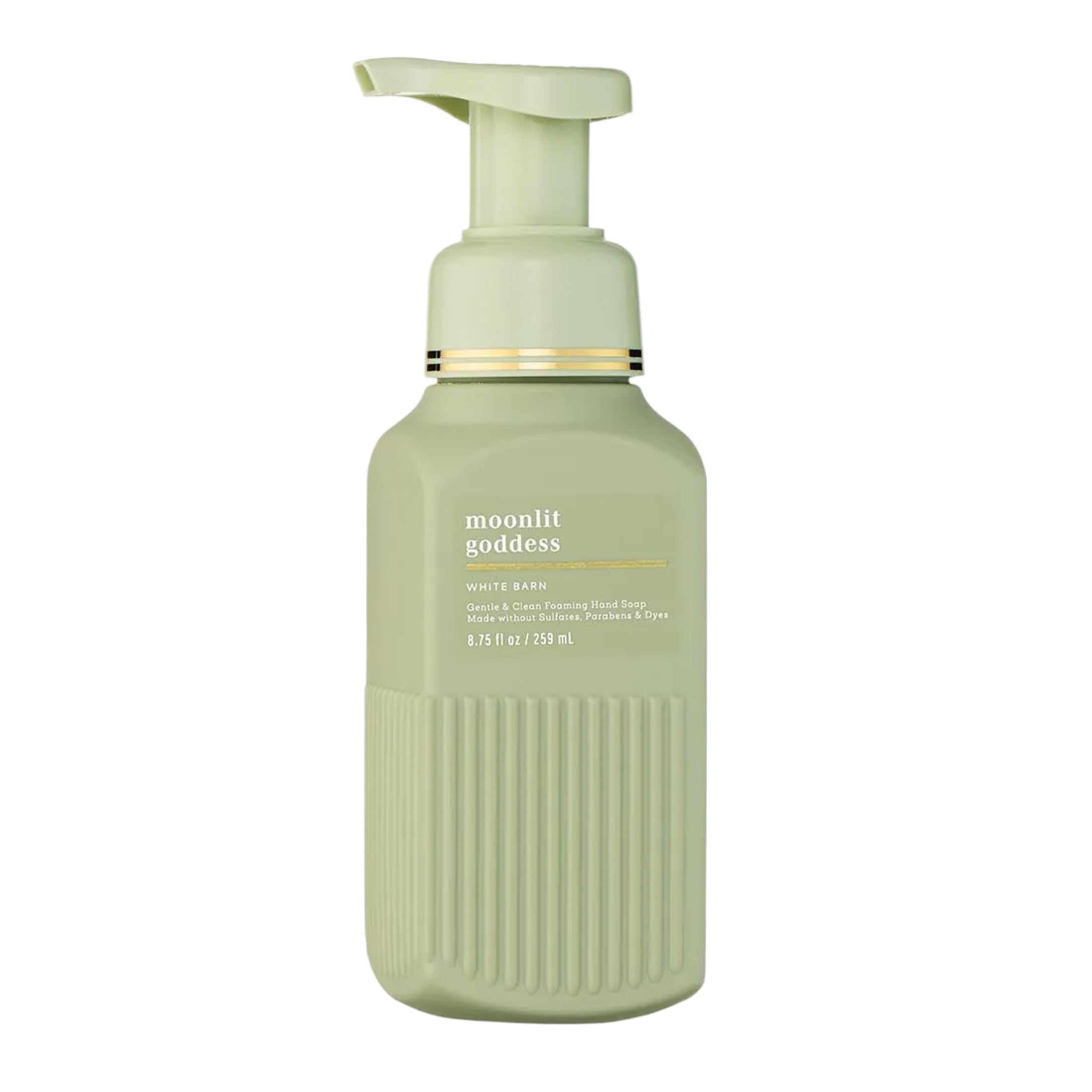 Bath & Body Works front bottle view showing Moonlit Goddess scent and elegant label benefit