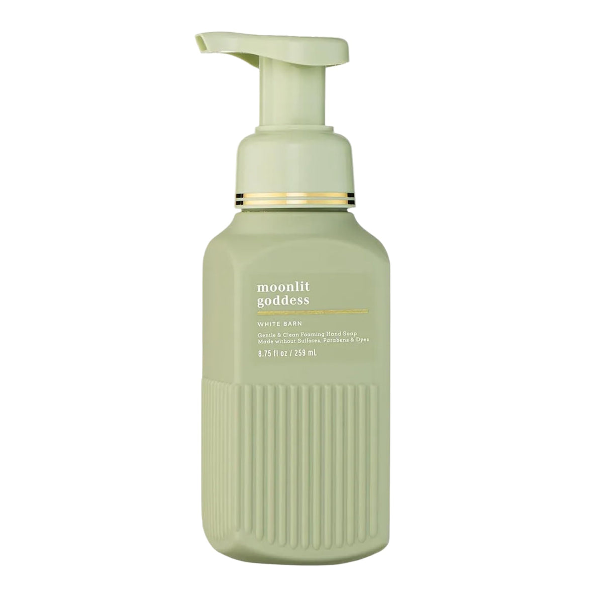 Bath & Body Works front bottle view showing Moonlit Goddess scent and elegant label benefit