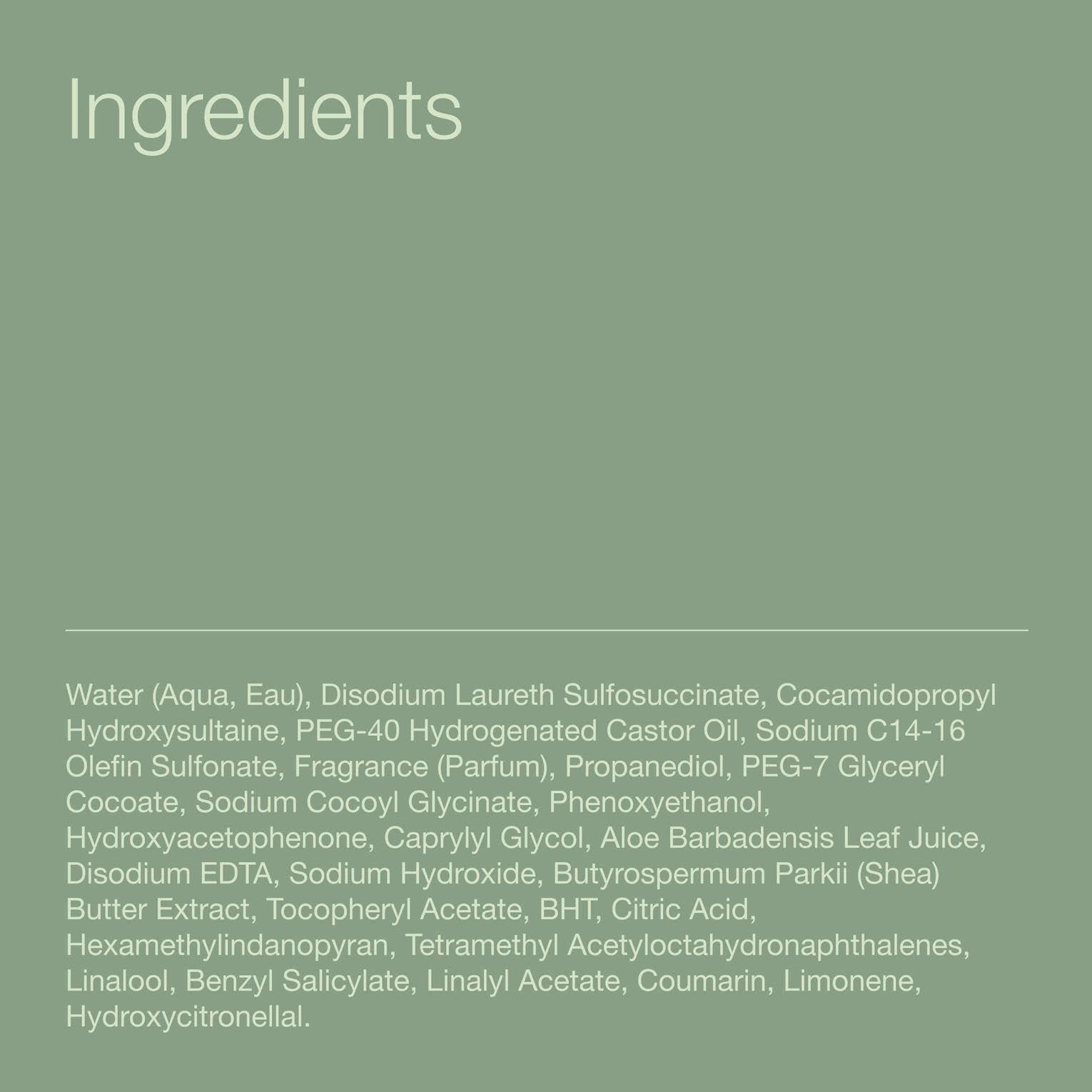 Bath & Body Works label detail with ingredients listed highlighting gentle, dermatologist-reviewed formula