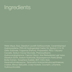 Bath & Body Works label detail with ingredients listed highlighting gentle, dermatologist-reviewed formula