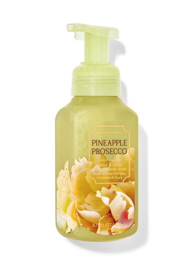 Bath & Body Works Pineapple Prosecco bottle front view shows pump and label, inviting fragrance