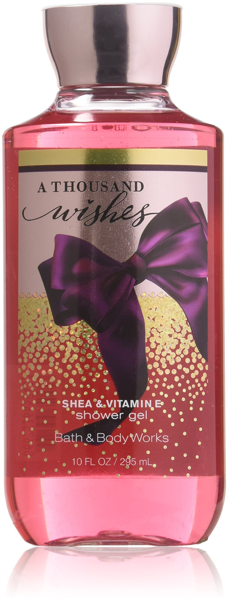 Bath & Body Works A Thousand Wishes shower gel front view shows label and 10 oz size benefit: clear presentation for easy selection