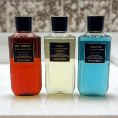 Bath & Body Works blue bow on gift bag presenting the set as a ready-to-give present