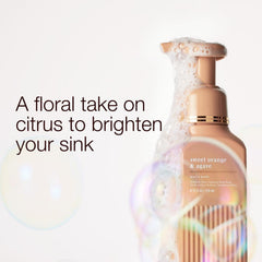 Bath & Body Works pump close-up producing foam for easy single-handed dispensing benefit convenience