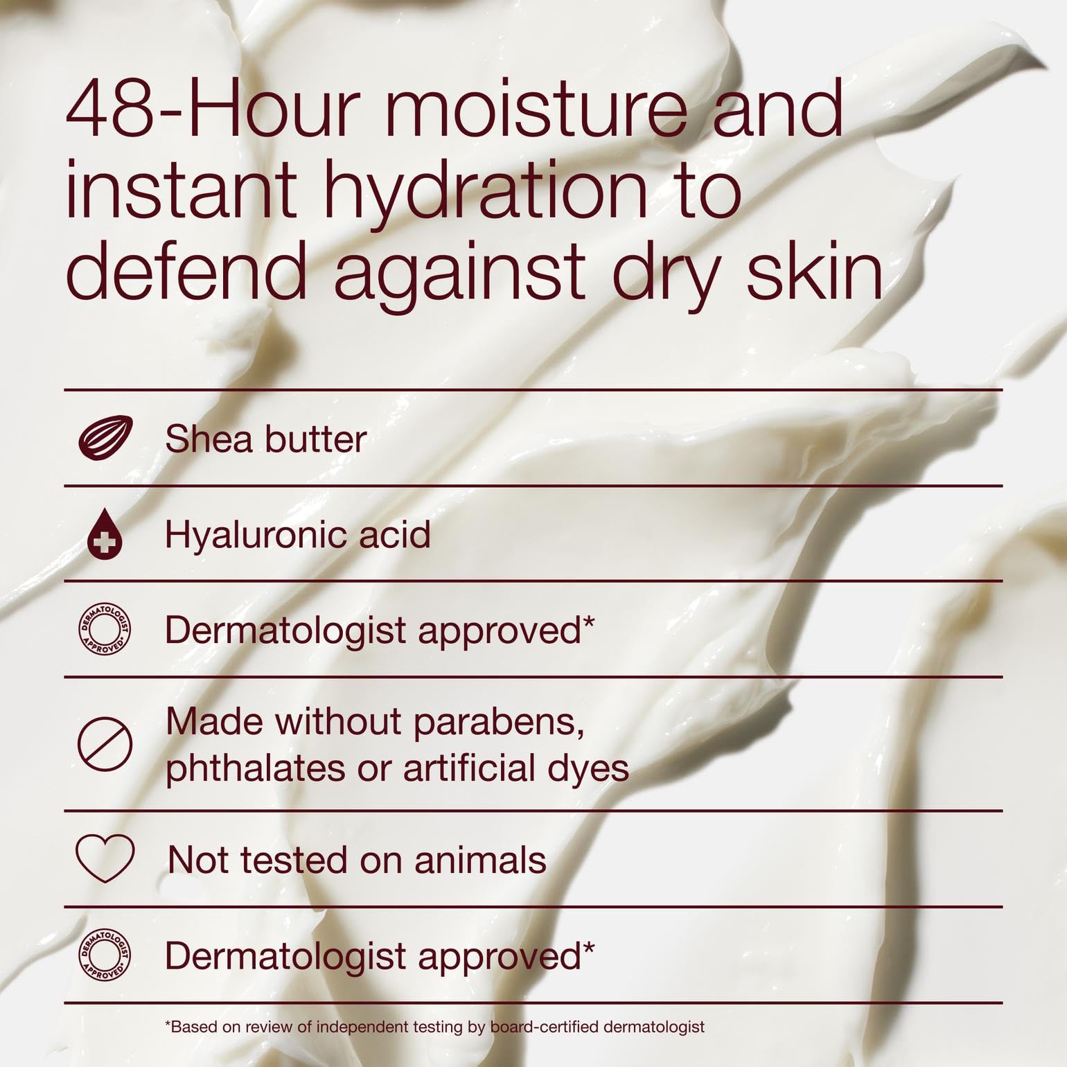 Bath & Body Works ingredient list close-up highlighting shea butter and hyaluronic acid benefits