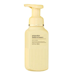 Bath & Body Works bottle front view shows pistachio scent and gentle foam benefit