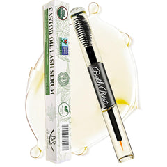 Bathrest front packaging of castor oil showing clean label and tube, nourishing lashes