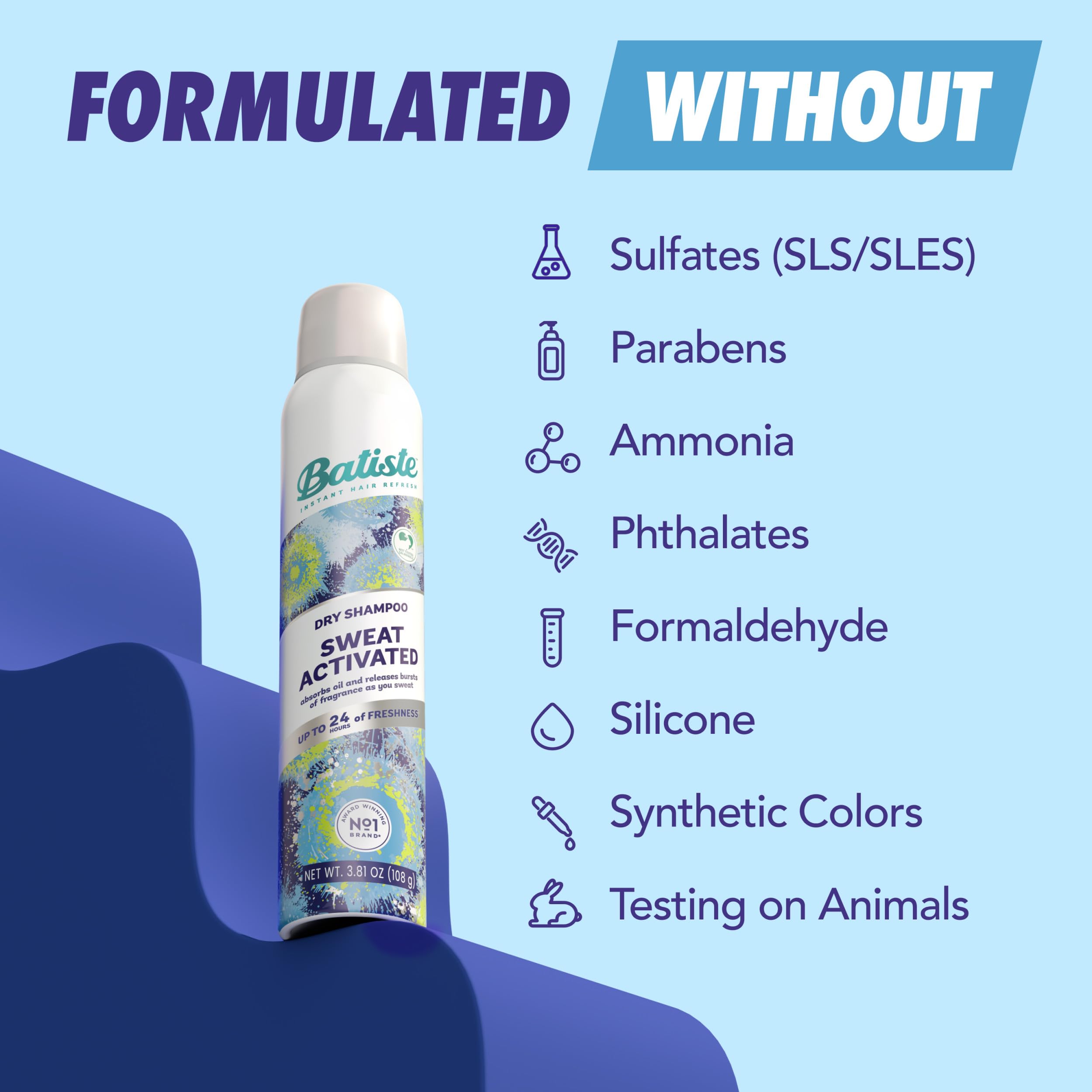 Batiste aerosol nozzle detail showing easy application and precise spray benefit