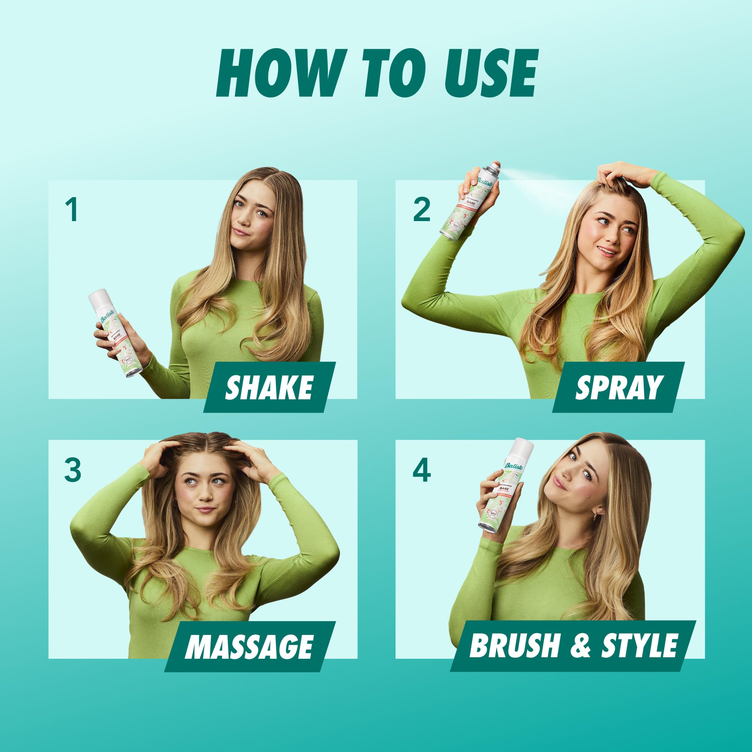 Batiste Bare being applied to roots demonstrating instant refresh