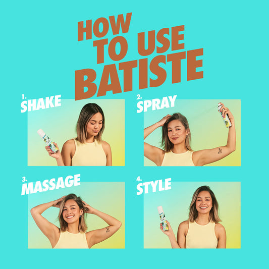 Batiste aerosol nozzle close-up for targeted root refresh and fast application