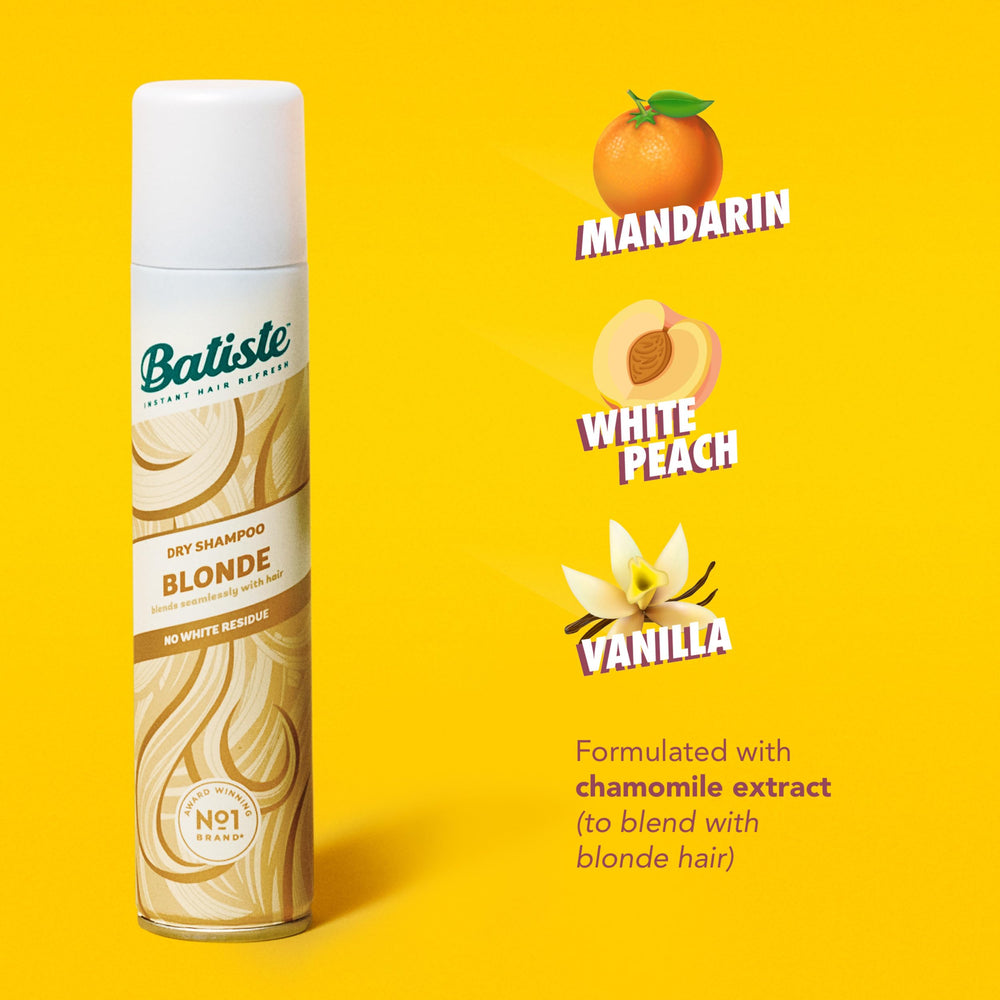 Batiste Blonde bottle on bathroom shelf for convenient everyday use