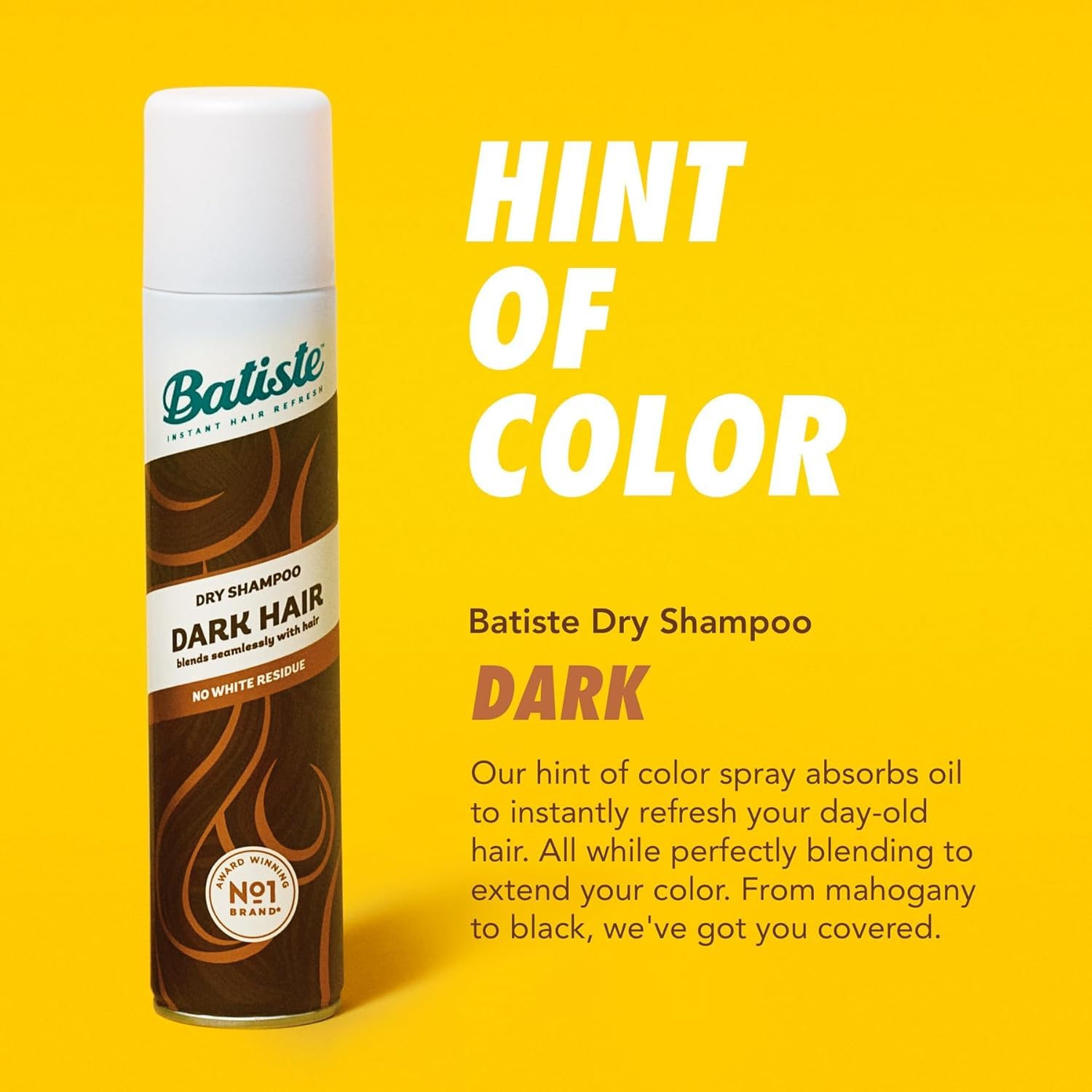 Batiste dark hair closeup of powder texture on roots showing residue‑free blend benefit