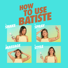Batiste tint spray on dark hair strand blending without white residue