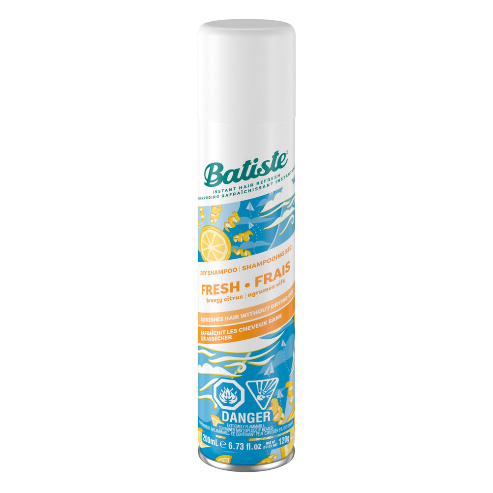 Batiste front packaging showing 6.73 oz can and fresh scent benefits