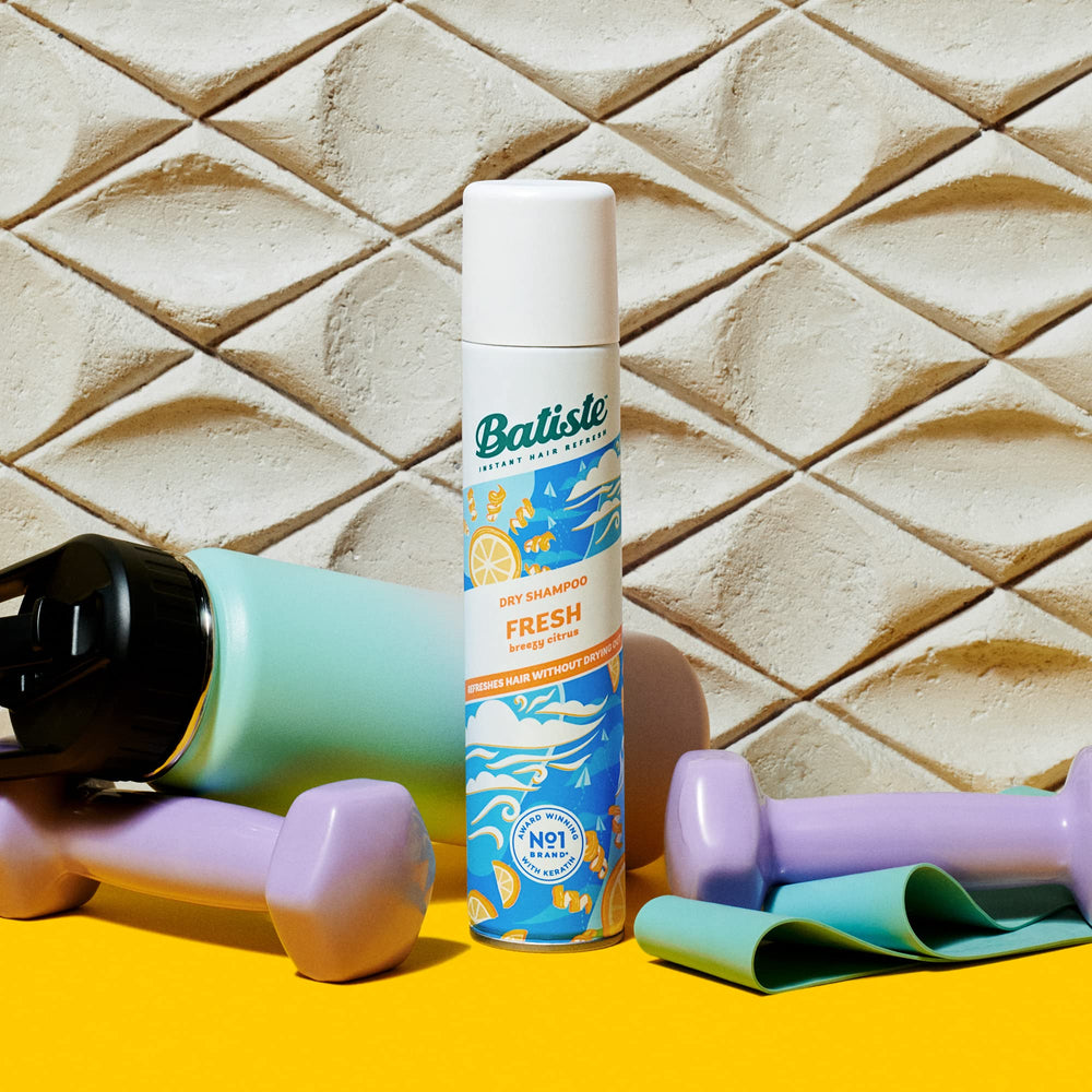 Batiste on bathroom counter conveying quick daily refresh convenience