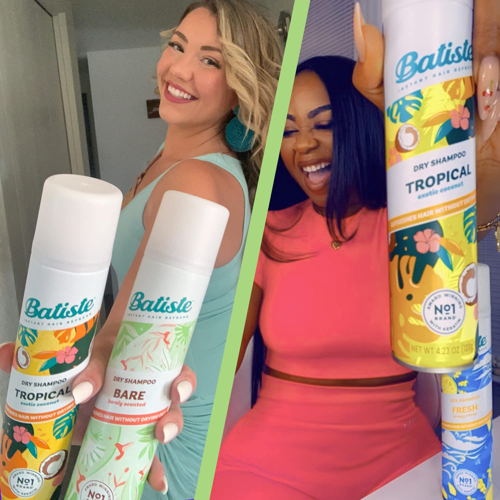 Morning routine scene with Batiste Bare refreshing hair quickly