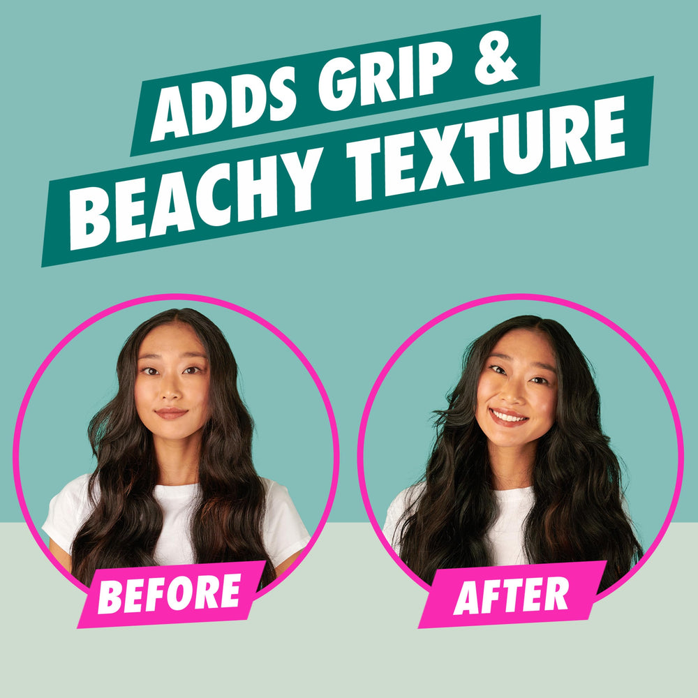 Model on beach with Batiste-textured hair showing tousled, fresh look