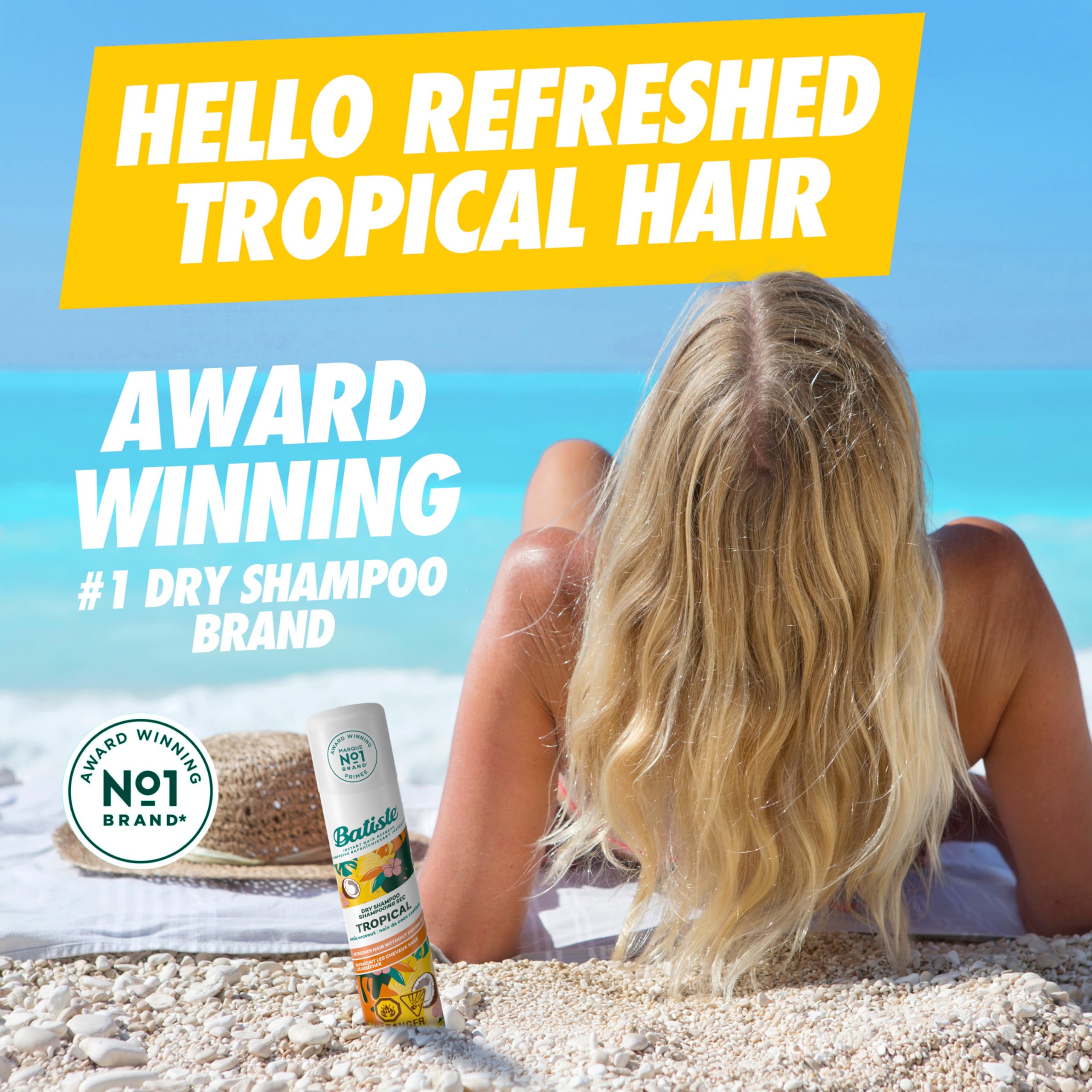 Batiste Tropical back label with directions and benefits, easy application details